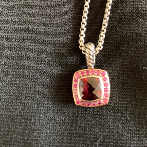 David Yurman Garnet and Pink Sapphire Albion Necklace, Rare